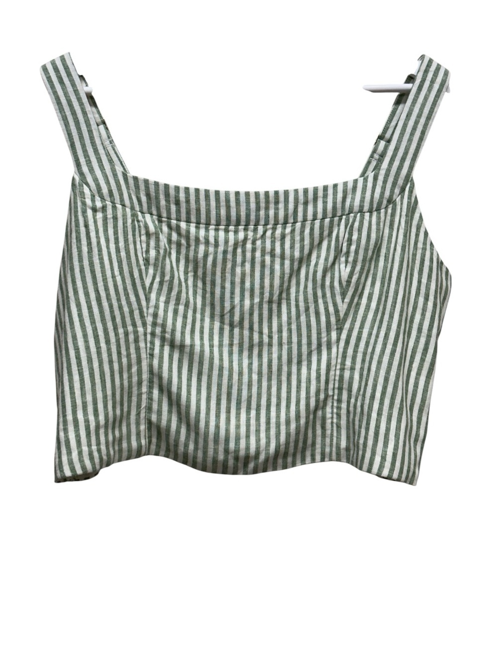 Abercrombie & Fitch Womens Stripe Crop Top Tank Smocked Back Green White Size XL